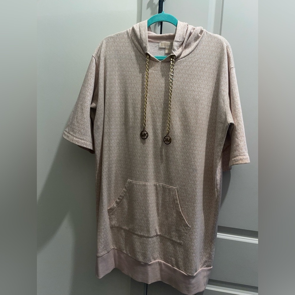 Michael Kors Light Pink Signature Hoodie Dress Size L